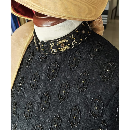 Black Hand Embroidered Sherwani by Snug.