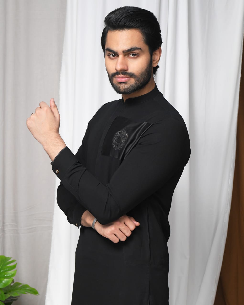 Black Plush Qamiz Shalwar With Blazer