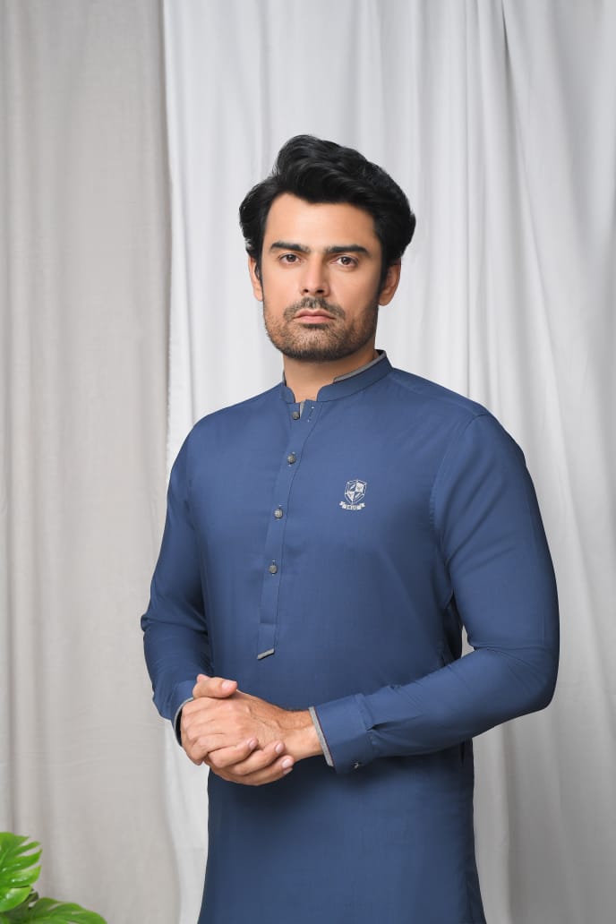 Yale Blue Wash & Wear Kurta Shalwar.