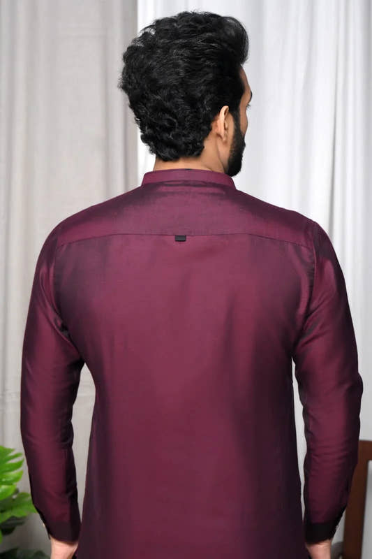 Maroon Burgundy Maroon Cotton Silk Kurta Trouser. - Snug