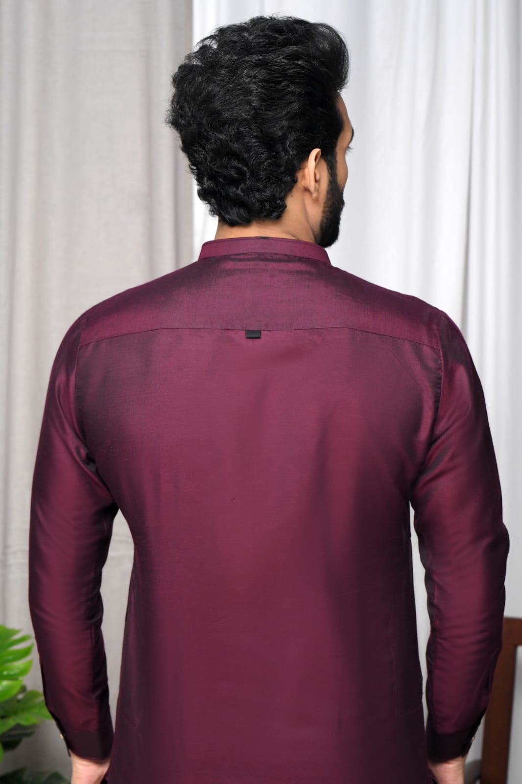 Maroon Burgundy Maroon Cotton Silk Kurta Trouser.