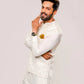 White Embroidered Paisleys Waistcoat with Kurta Trouser. - Snug