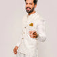 White Embroidered Paisleys Waistcoat with Kurta Trouser. - Snug