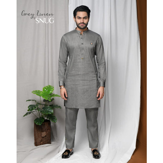 Grey Linen Kurta Trouser