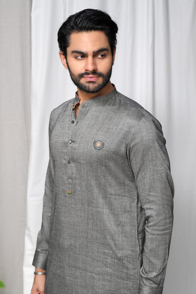 Grey Linen Kurta Trouser