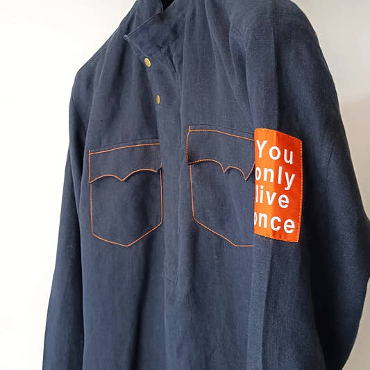 Mid night blue Line Kurta Trouser - Snug