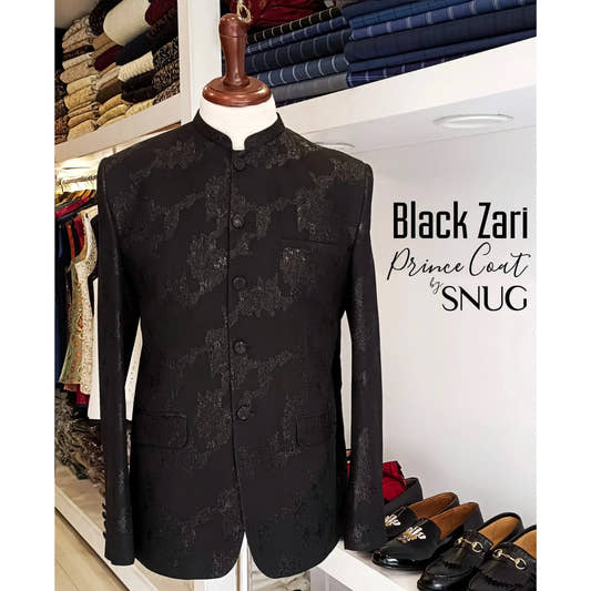 Black Zari Prince Coat - Snug