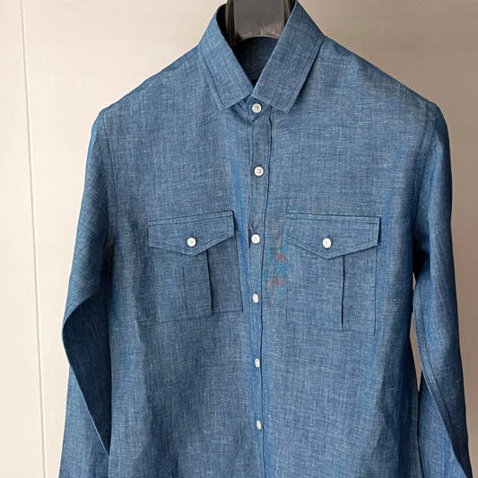 Denim Blue Linen Shirt - Snug