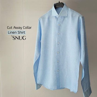 Cut Away Collar Linen Shirt