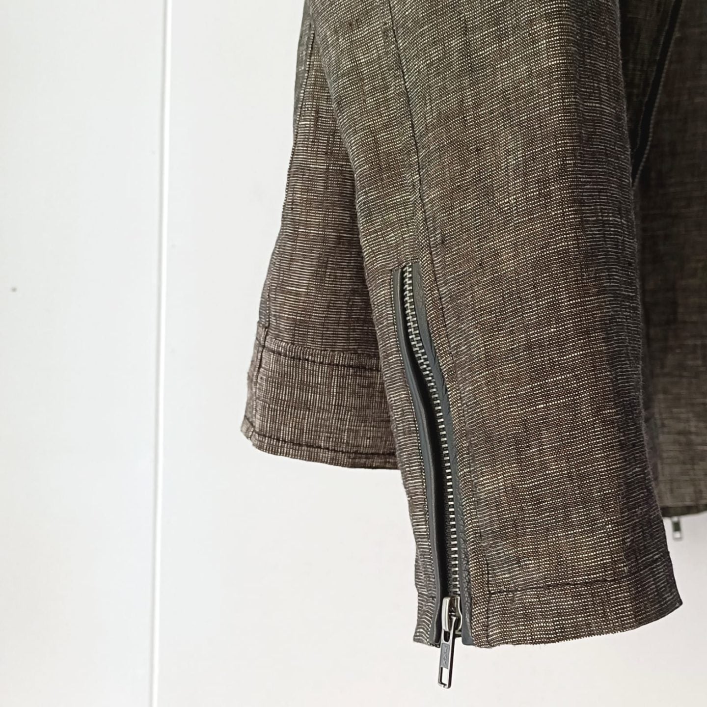 Grey Linen Biker Jacket Snug