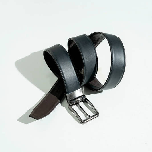Reversible Black/Brown Leather Belt - Snug