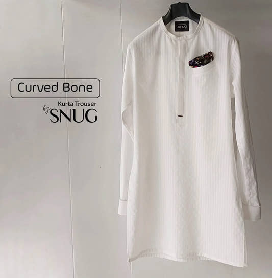 Curved Bone Kurta Trouser - Snug