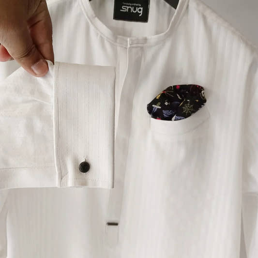 Curved Bone Kurta Trouser - Snug