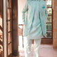 Aqua Embroidered Long Waistcoat with Paisley Kurta Trouser - Snug