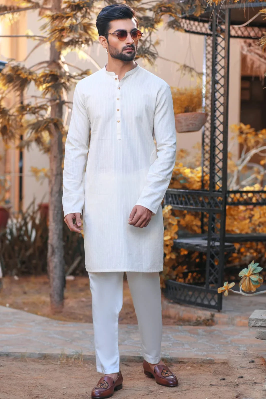 Self Embroidered Kurta Trouser With Diamond WaistCoat - Snug