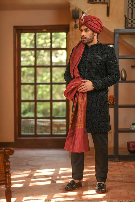 Velvet Embroidered Sherwani - Snug