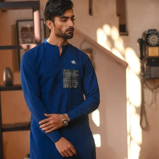 Grey Patched Kurta Trouser - Snug