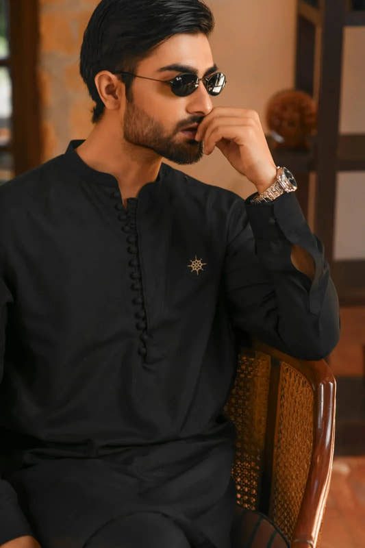 Multi Embroidered Waistcoat with Black Loop Kurta Trouser. - Snug