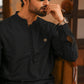 Hunter Green Arrow Pattern Waistcoat with Black Loop Kurta Trouser.