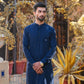 Navy Blue Pleated Linen Kurta Trouser. - Snug