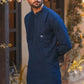 Navy Blue Pleated Linen Kurta Trouser. - Snug