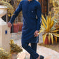 Navy Blue Pleated Linen Kurta Trouser. - Snug