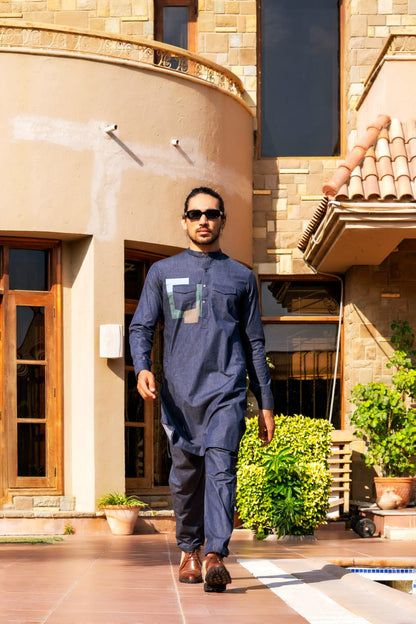 Denim Patched Kurta Trouser