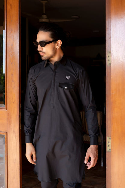 Black Satin Kurta Trouser.