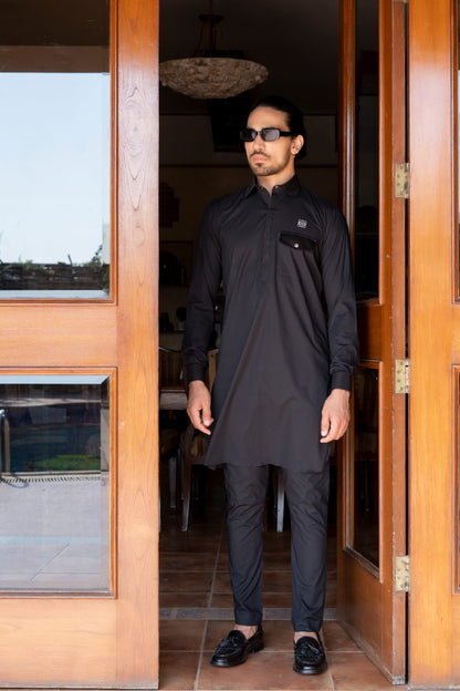 Black Satin Kurta Trouser.