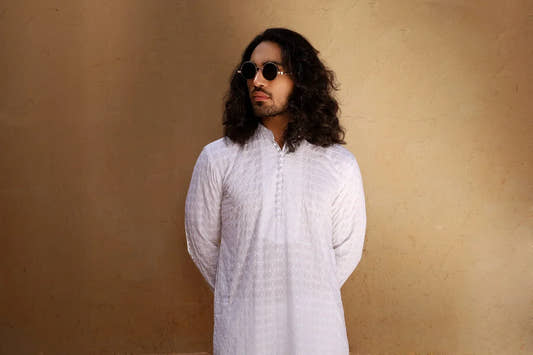 WHITE EMBROIDERY KURTA TROUSER - Snug