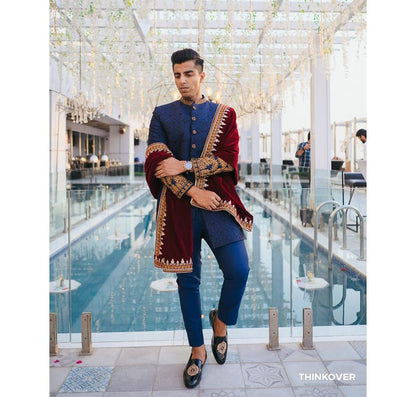 Blue Embroidered Sherwani - #ClientDiaries