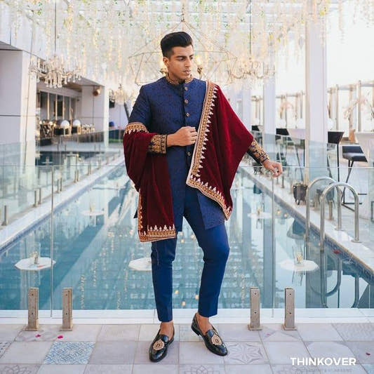 Blue Embroidered Sherwani - #ClientDiaries - Snug
