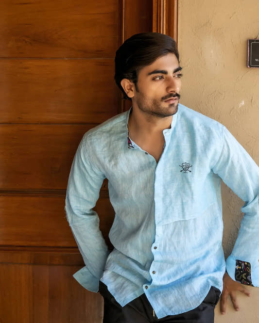 Aqua Linen Damaged Shirt - Snug