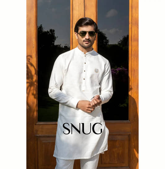 Pearl White Linen Kurta Trouser - Snug