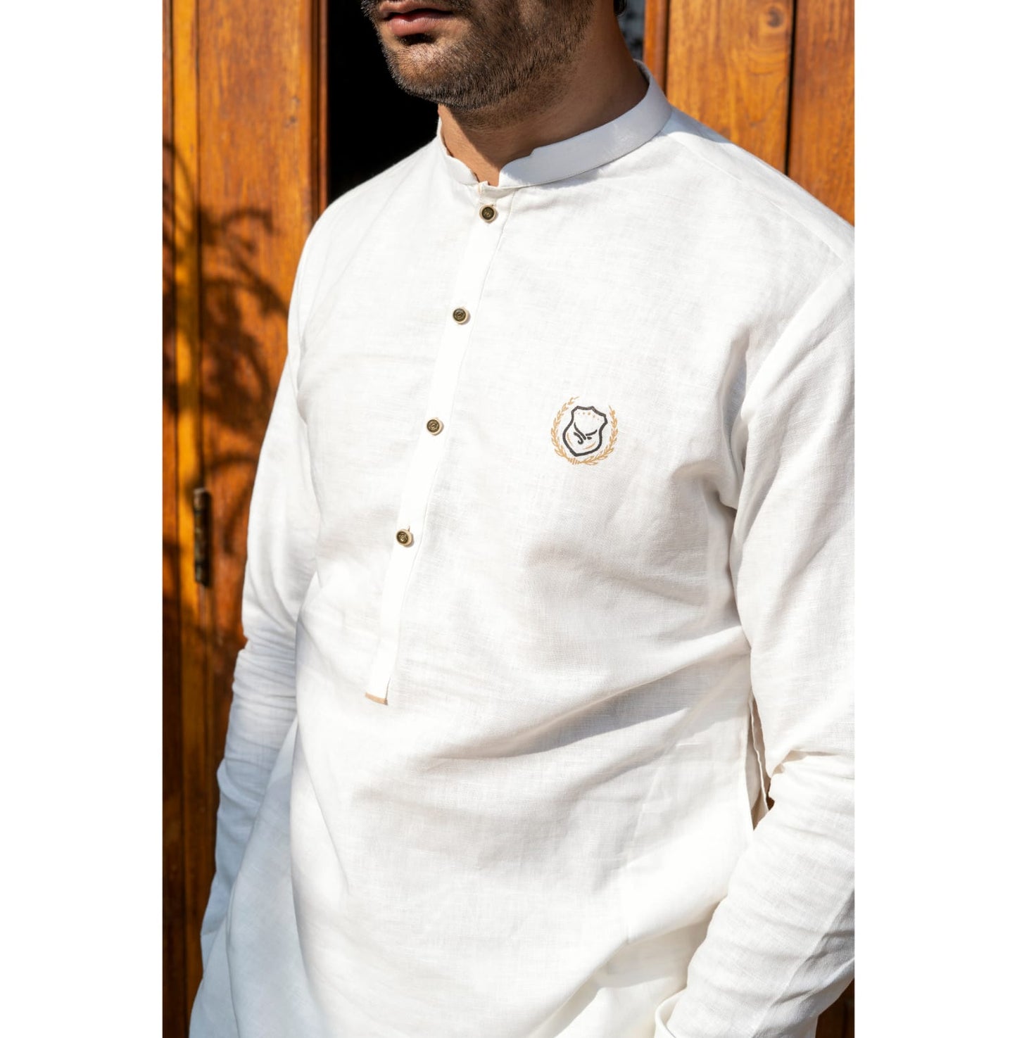 Pearl White Linen Kurta Trouser