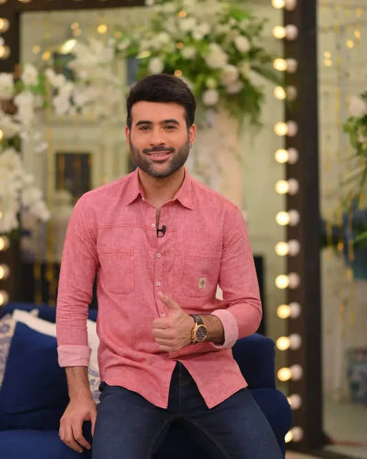 Brick Red Double Stitched Linen Shirt. - Snug