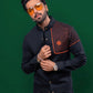 Rustic Elegance: Fahad Mustafa Black Linen Kurta, Trouser & Waistcoat Ensemble. - Snug