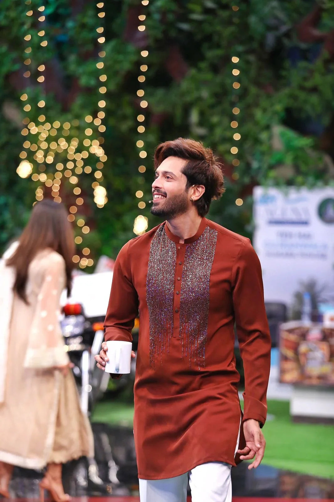 Snug's Tobacco Brown Hand-Embroidered Kurta Trouser Set: As Worn by Fahad Mustafa - Elevate Your Style. - Snug