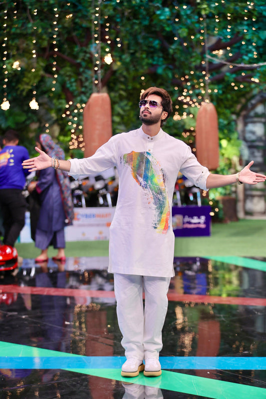 Snug's Abstract Kurta Trouser Set - Ethnic Wear by Fahad Mustafa.