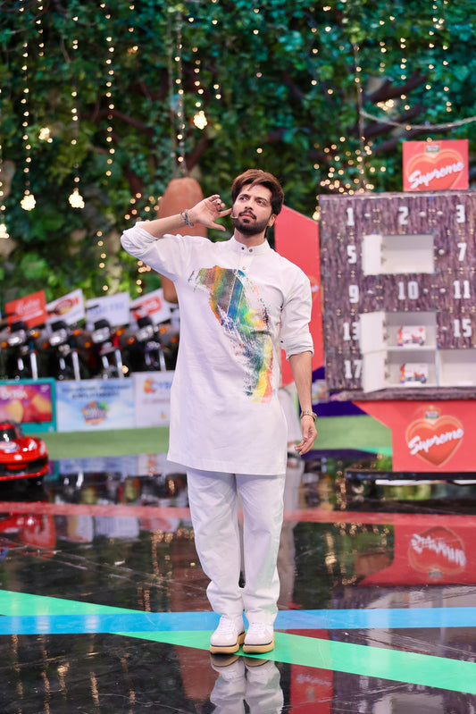 Men's Snug Abstract Kurta Trouser Set - Comfortable and Stylish Ethnic Wear by Fahad Mustafa.