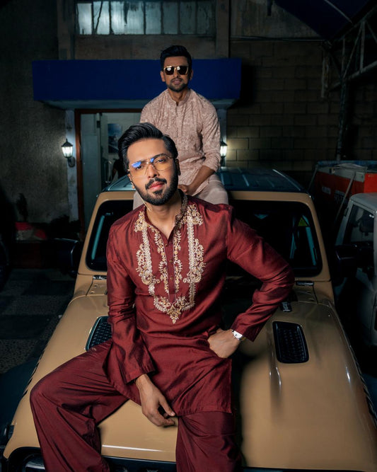 Hand Embroidered Kurta Trouser.