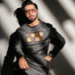 Grey Denim with Embroidered badges Kurta Trouser