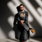Grey Denim with Embroidered badges Kurta Trouser