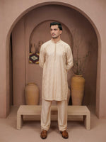 Beige Embroidered Kurta Trouser