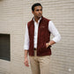 Maroon Suede Leather Zipper Waistcoat