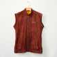 Maroon Suede Leather Zipper Waistcoat