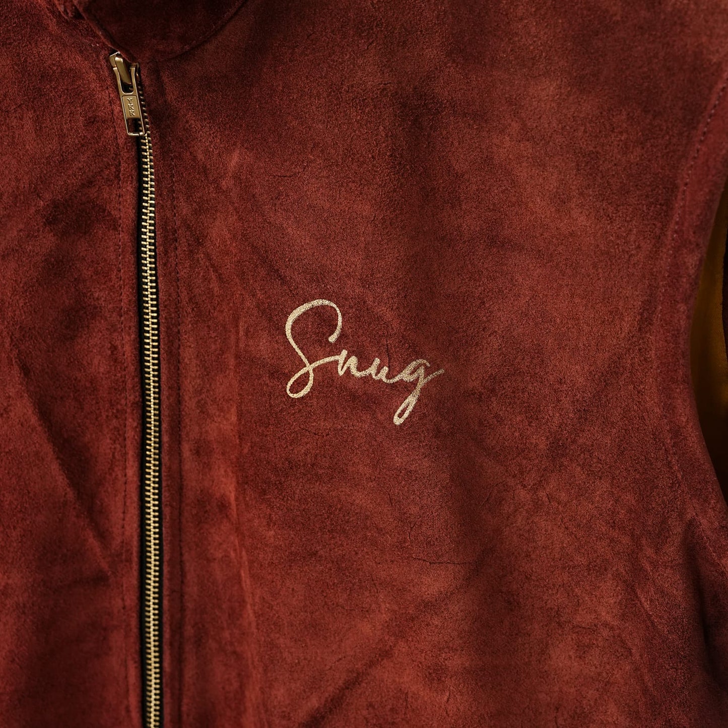 Maroon Suede Leather Zipper Waistcoat