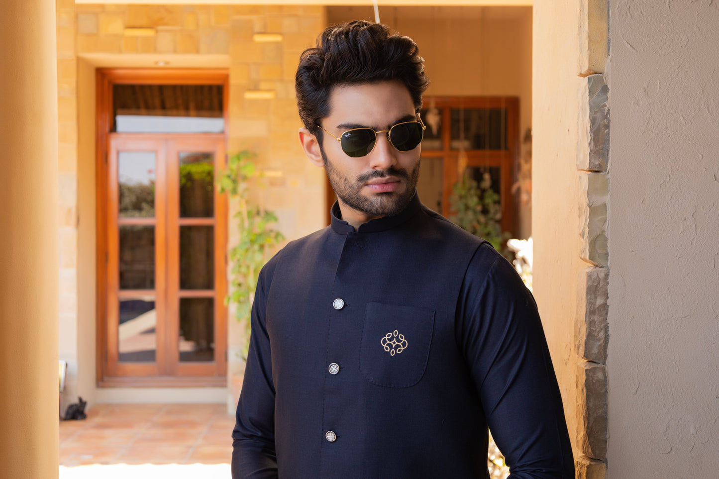 Midnight Blue Kameez Shalwar & Waistcoat.