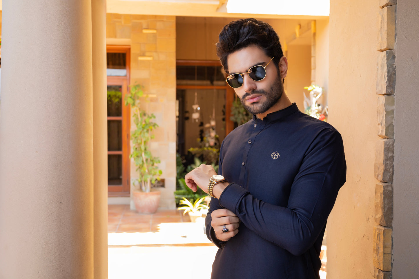 Midnight Blue Kameez Shalwar & Waistcoat.