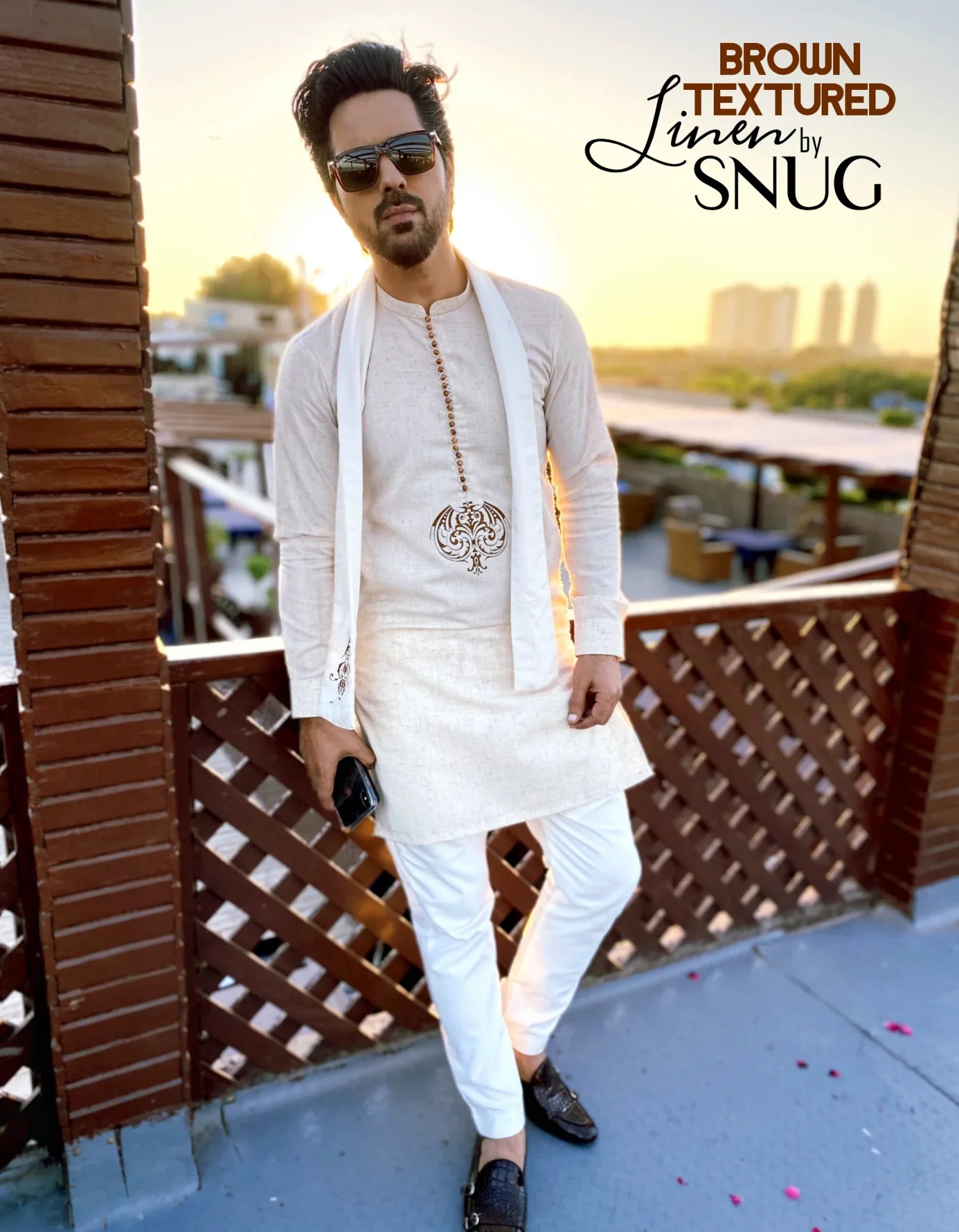 Textured Linen Loops Kurta Trouser - Snug